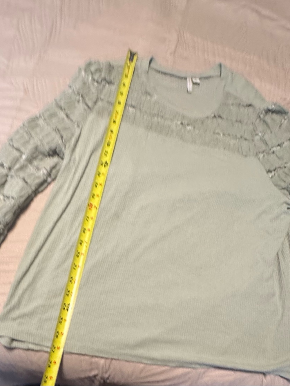 Cato Sage Green Lace-Yoke Long Sleeve Tee